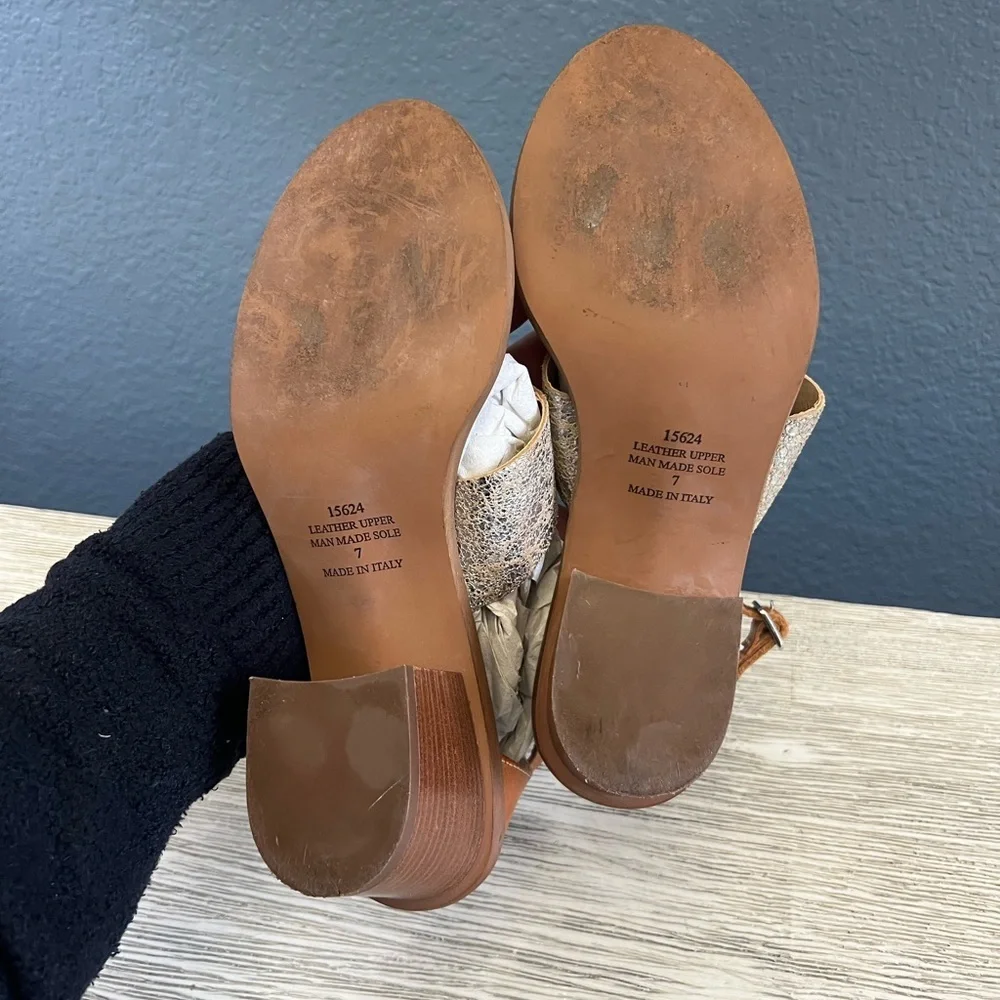 Elegant Brown and Silver Women's Block Heel Sandals